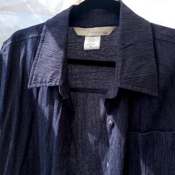 Blue Crinkle Loose Top - Picture 2 of 10